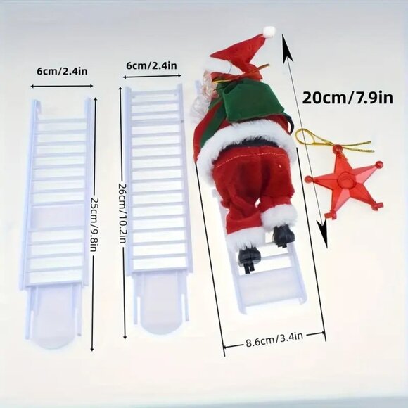 Singing Moving Santa Claus Christmas Tree Climbing Decoration with Musical Notes - Picture 2 of 2
